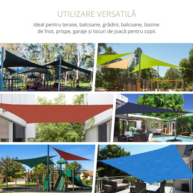 Outsunny Cort Parasolar Triunghiular, Crem, 6x6x6m