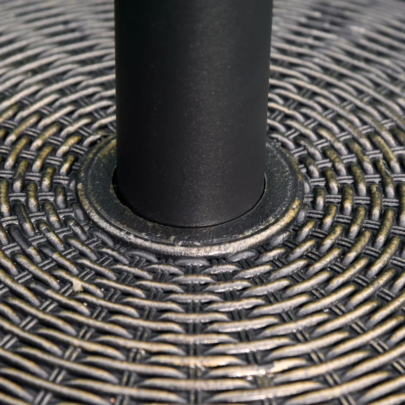 Outsunny Parasolvoet van Cement 14kg Rond met Rotanlook voor Parasol 35mm/38mm/48mm Diameter