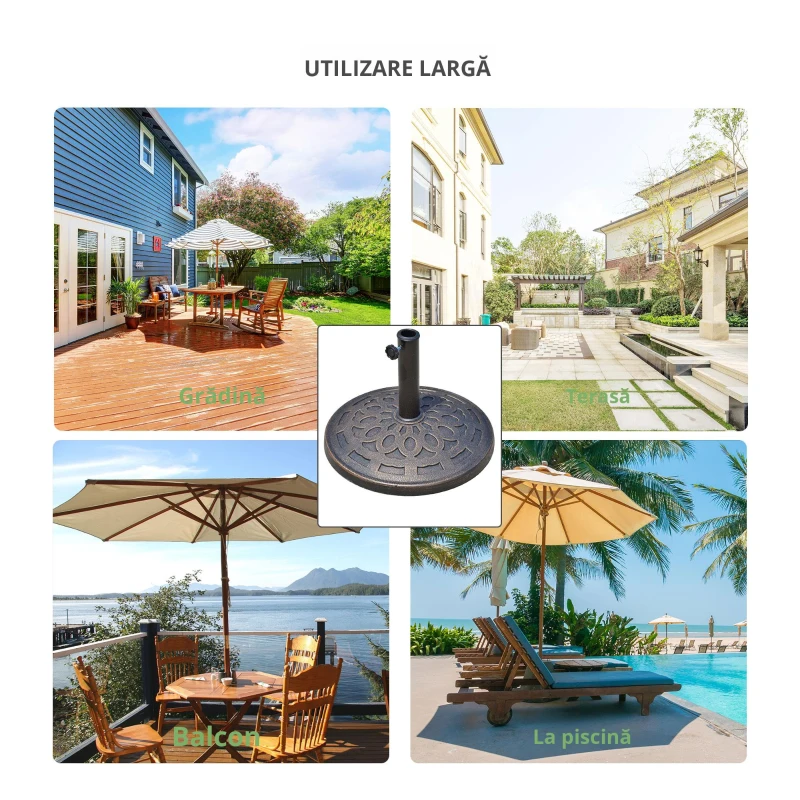 Outsunny Baza pentru umbrela 12kg din rasina Φ48.5x34cm pentru stalpi 38-48mm bronz