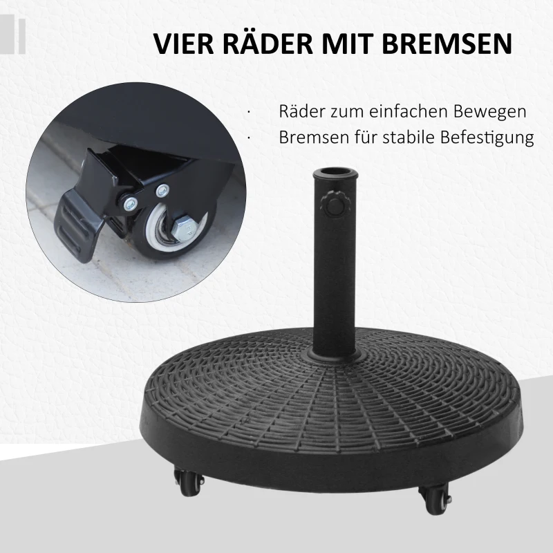 Outsunny Zonneschermstandaard zonneschermvoet parasolvoet kunsthars voor parasol Ø 38/ 48 mm