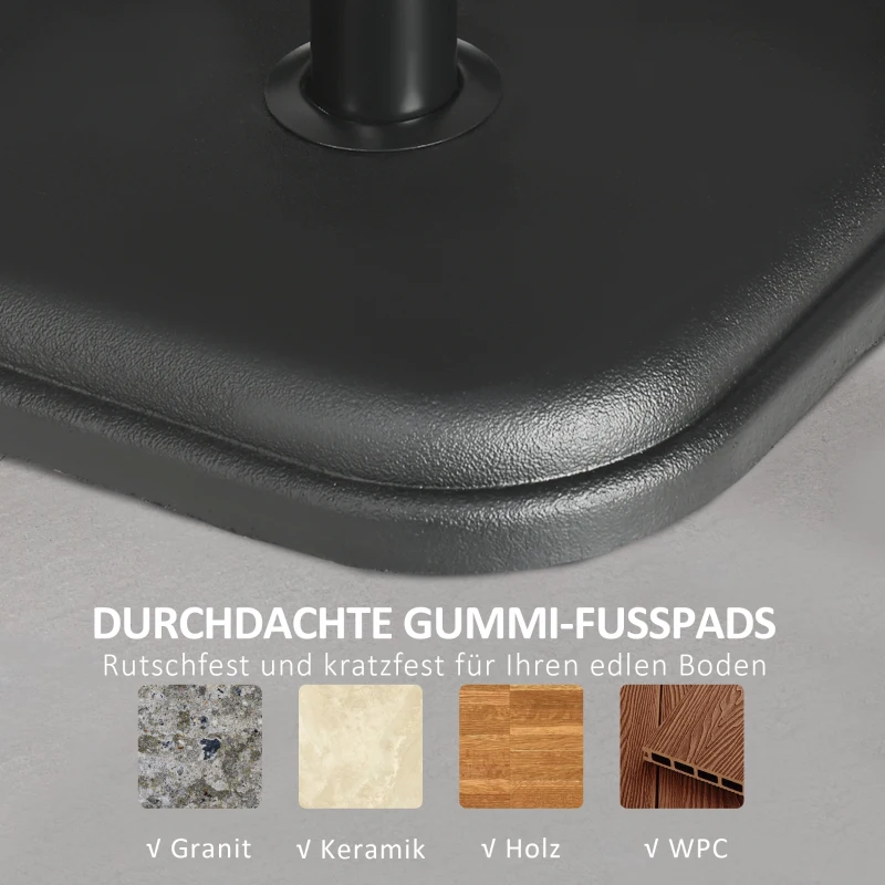 Outsunny Parasolstandaard van beton 11kg, vierkant, voor parasols met stangdiameter 32-38mm, zwart