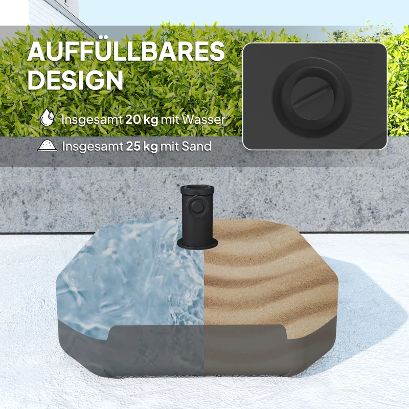Outsunny Sonnenschirmständer bis 25 kg befüllbar Schirmständer, Quadratisch Schirmhalter Ständer für Sonnenschirm 38/48mm