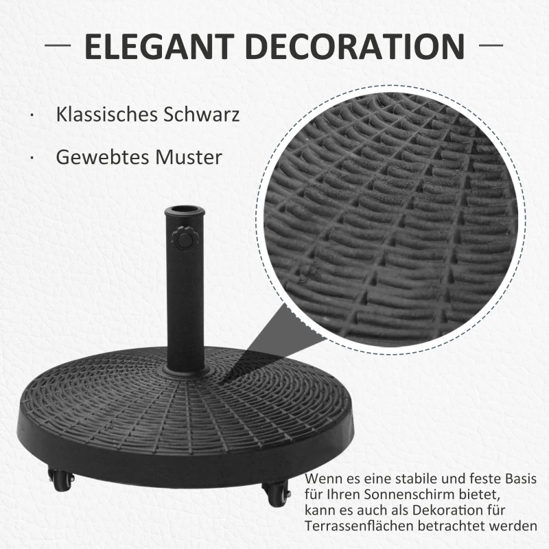 Outsunny Zonneschermstandaard zonneschermvoet parasolvoet kunsthars voor parasol Ø 38/ 48 mm