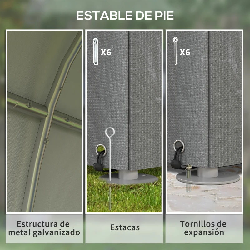 Outsunny Carpa de Jardín para Bicicletas 1,2x1,8x1,65 m con 2 Habitaciones Puerta con Cremallera Impermeable Anti-UV Gris Claro