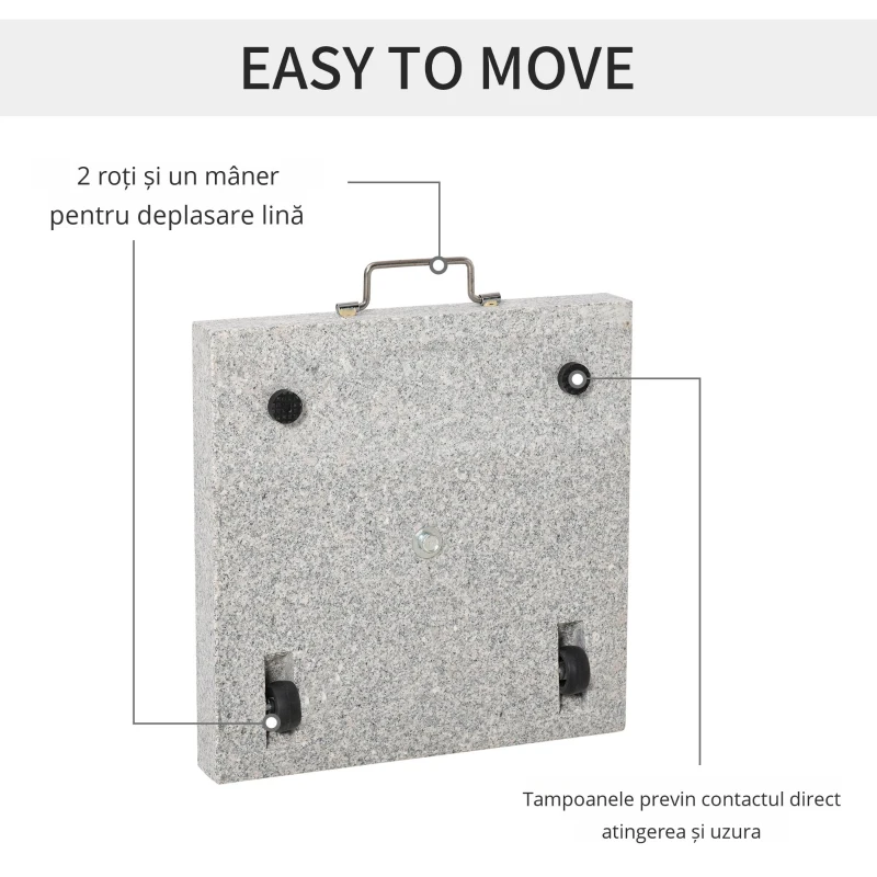 Outsunny Suport Baza Pentru Umbrela de Gradina in Marmura 25kg, 40x40x38cm