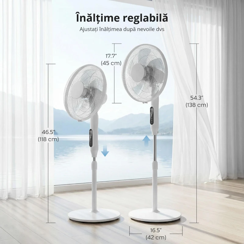 HOMCOM Ventilator pe Suport cu Telecomandă, Ventilator Vertical, Alb