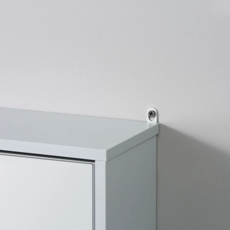 HOMCOM Wall Mounted Mirror Cabinet with Storage Shelf Bathroom Cupboard Double Door Grey