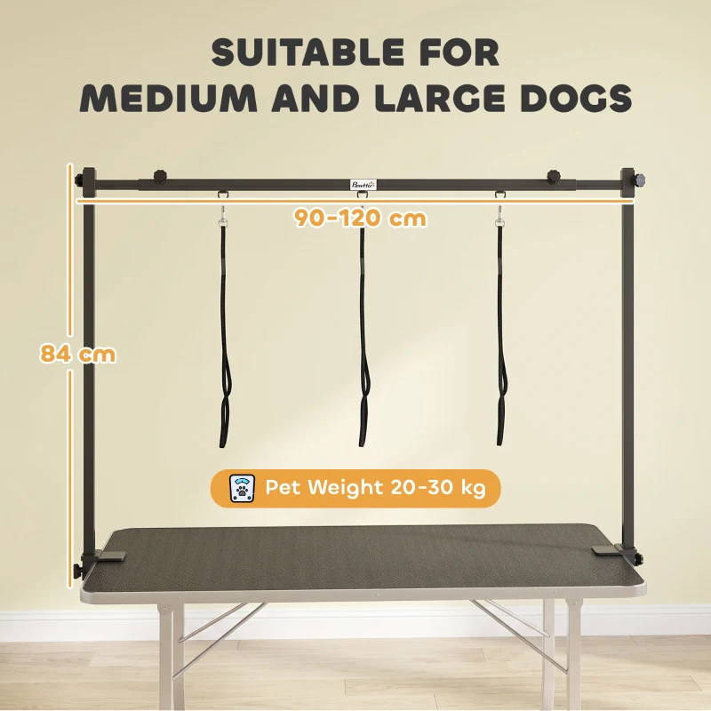 PawHut Dog Grooming Arm Adjustable H-Shape Dog Grooming Table Arm with Clamp and 3 Nooses Black