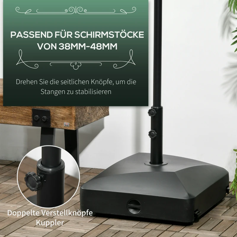 Outsunny Parasolvoet, Parasolstandaard, Parasolhouder, 54,5 x 54,5 x 46,5 cm, Zwart