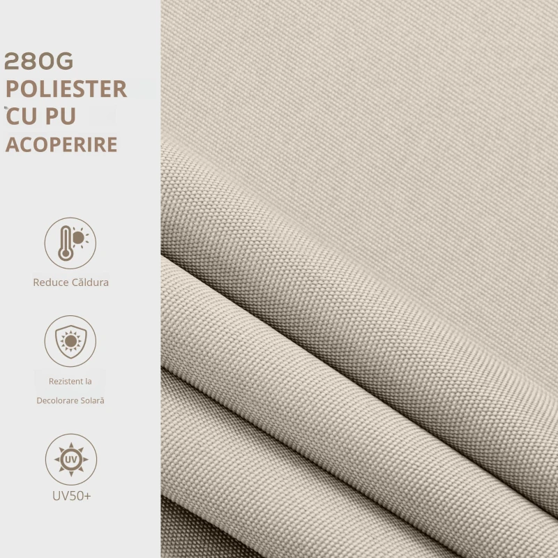 Outsunny Copertina pentru soare cu brate si actionare manuala, din aluminiu si poliester pentru exterior, 295x200 cm, alb crem
