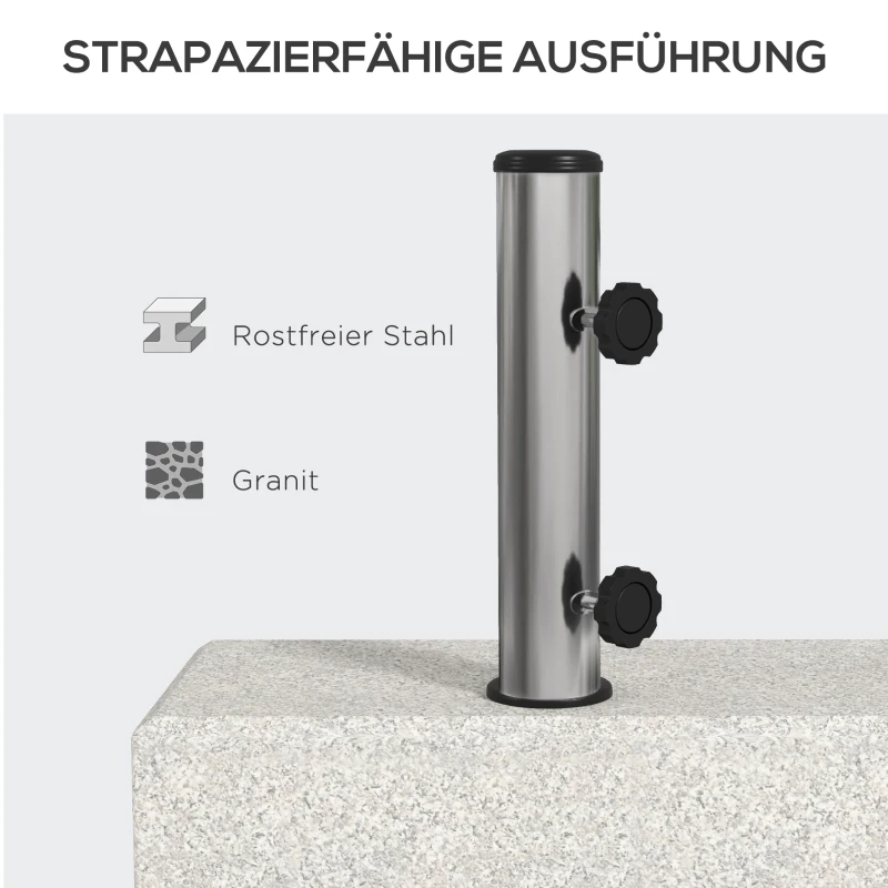 Outsunny Sonnenschirmständer 25 kg, Parasolvoet van graniet, voor parasolstokken Ø32/38/48 mm, Grijs