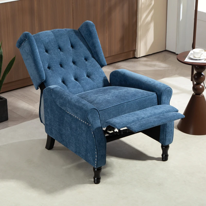 HOMCOM 150° Reclining Vintage Armchair, with footrest, Royal Blue