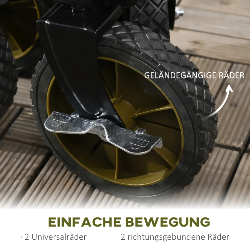 Outsunny Bollerwagen, klappbar, 5 Seitentaschen, einziehbare Griff, bis 120 kg belastbar, Stahl, 108 x 55 x 93 cm, Grün