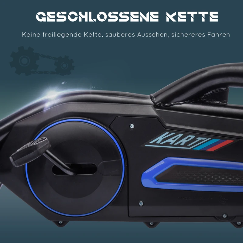 HOMCOM Go Kart Pedal Go Kart met achteruit- en vooruitversnelling, voor kinderen van 3 tot 8 jaar, Blauw + Zwart(m-8)