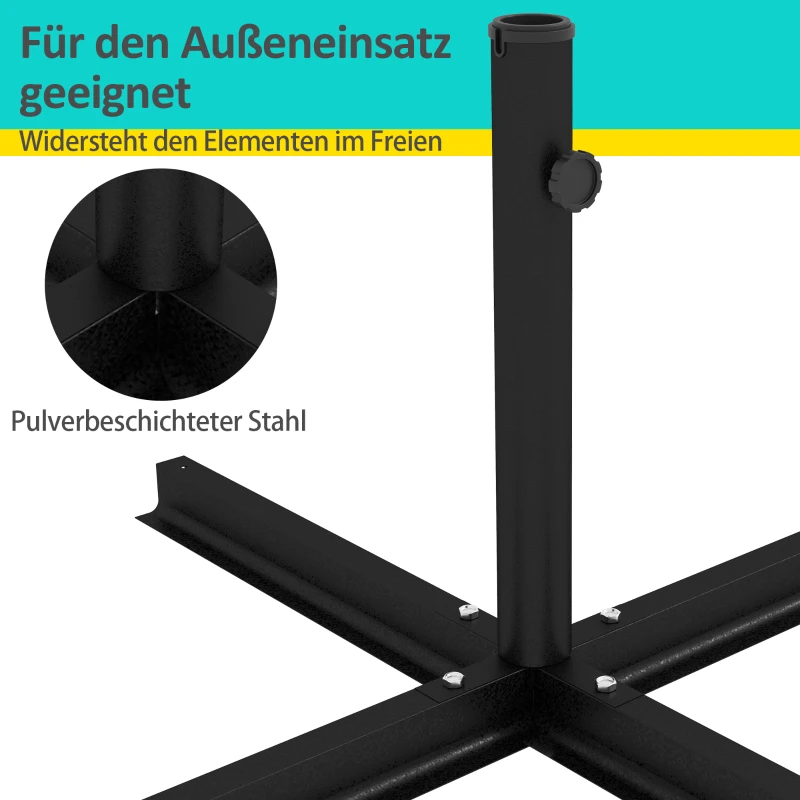 Outsunny Parasolvoet Parasolstandaard Kruisvoet, weerbestendig, 100 x 100 x 75 cm, Zwart