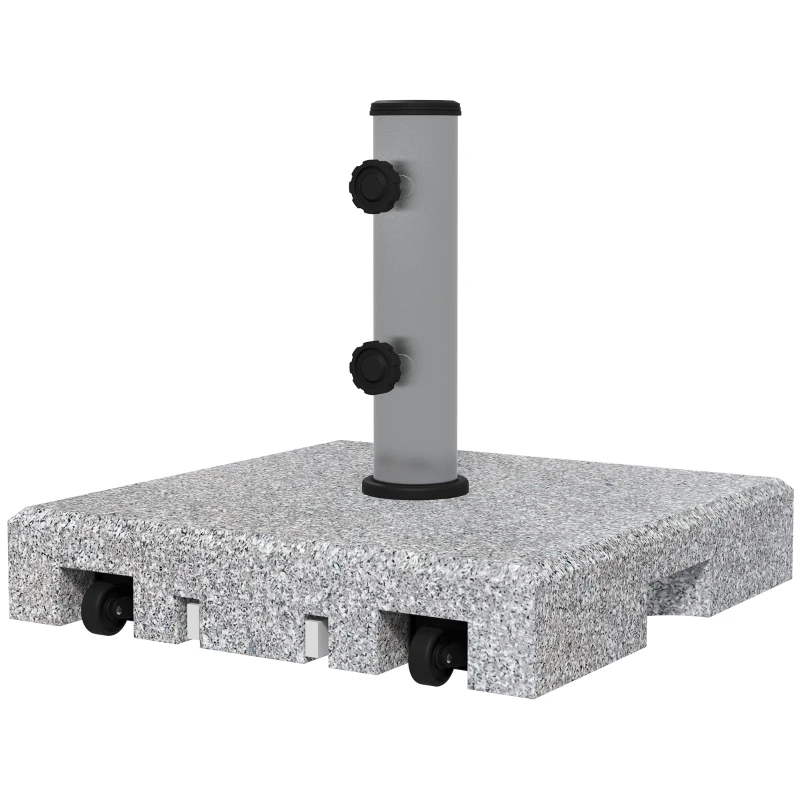 Outsunny Granieten parasolvoet, 28 kg, wielen, voor parasolpalen van 32/38/48 mm, Grijs