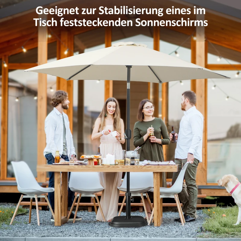 Outsunny Parasolstandaard van beton 11kg, vierkant, voor parasols met stangdiameter 32-38mm, zwart