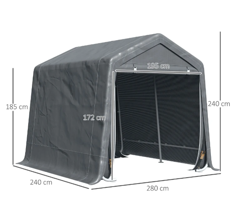 Outsunny Copertina Garaj 2,8×2,4 m – Protectie Auto, Moto, Biciclete(m-3)