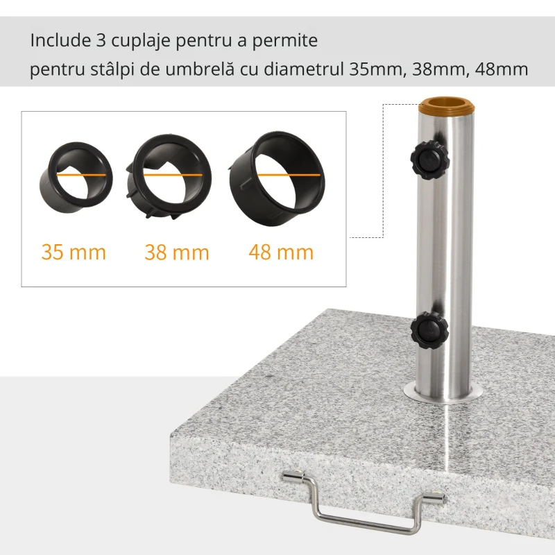 Outsunny Suport Baza Pentru Umbrela de Gradina in Marmura 25kg, 40x40x38cm