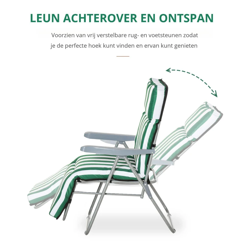 Outsunny 2 x klapstoel ligstoel ligbank relaxstoel tuinstoel ligmeubel bekleding