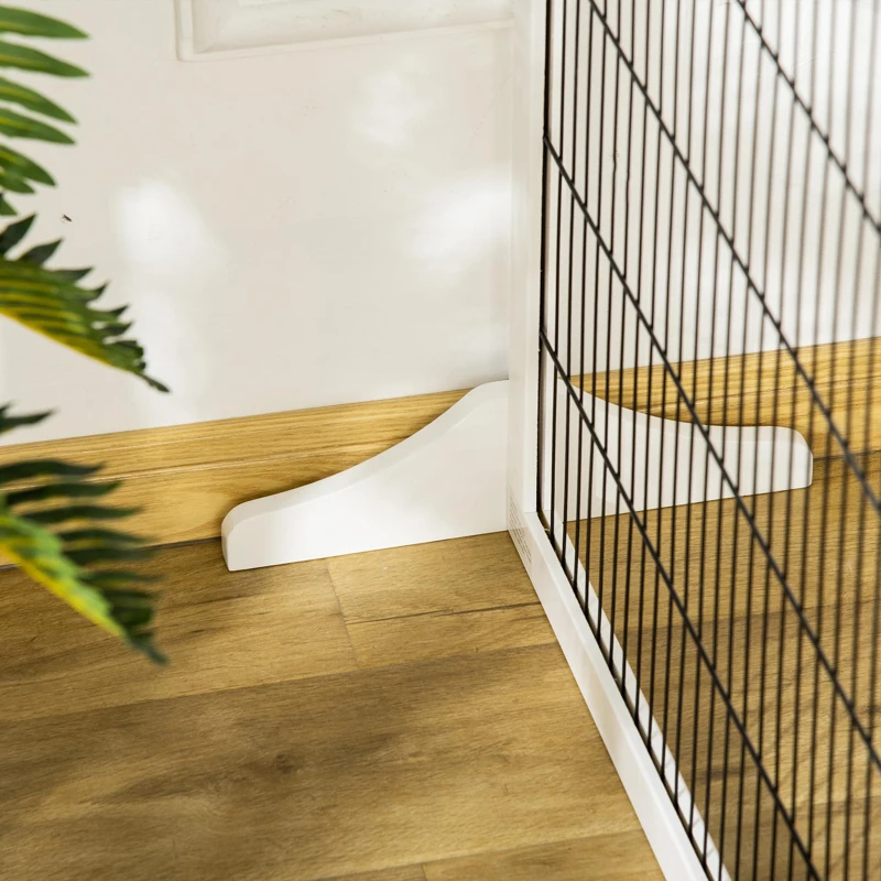 PawHut Veiligheidshek voor Honden, Opvouwbaar, 432 x 36 x 70 cm, Dennenhout, Wit(m-9)