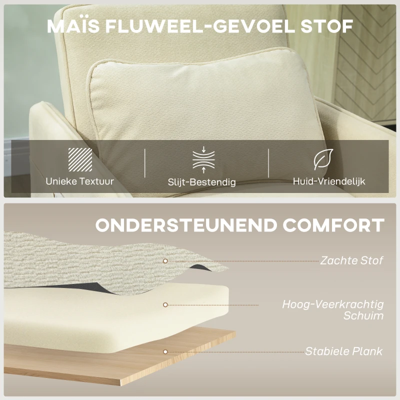 HOMCOM Slaapfauteuil 3-in-1 omvormbare fauteuil met bedfunctie, brede zit voor woonkamer, beige