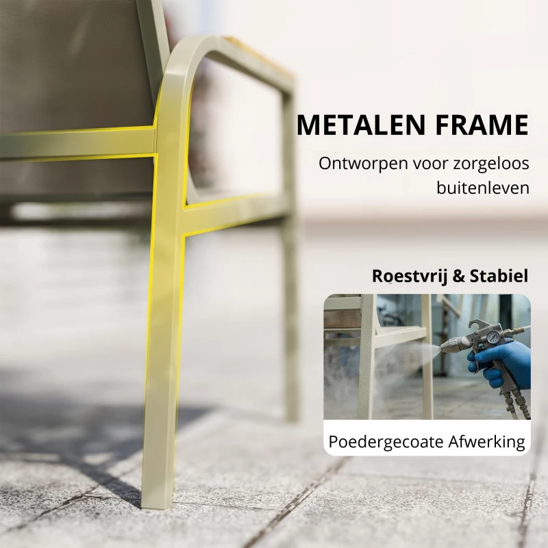 Outsunny Tuinmeubelset Weerbestendig Metaal Zitgroep voor 4 Personen Tuinlounge met Tweezitsbank, 2 Stoelen en Bijzettafel, Groen