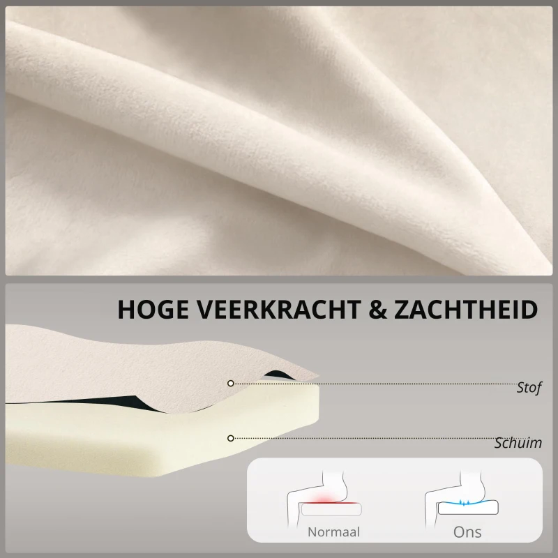 HOMCOM Sofa retrodesign 2-zits, houten poten, 117 cm x 56,5 cm x 77 cm, crèmewit