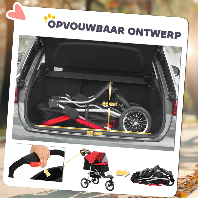 PawHut hondentrolley hondenbuggy rood zwart(m-6)