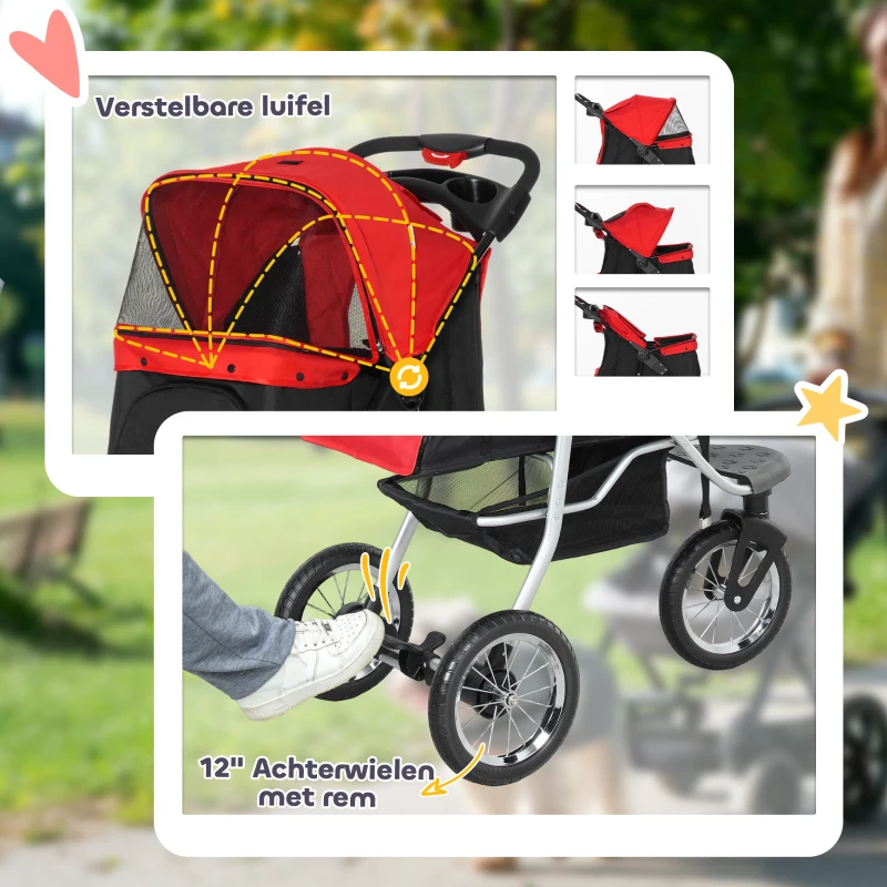 PawHut hondentrolley hondenbuggy rood zwart(m-7)