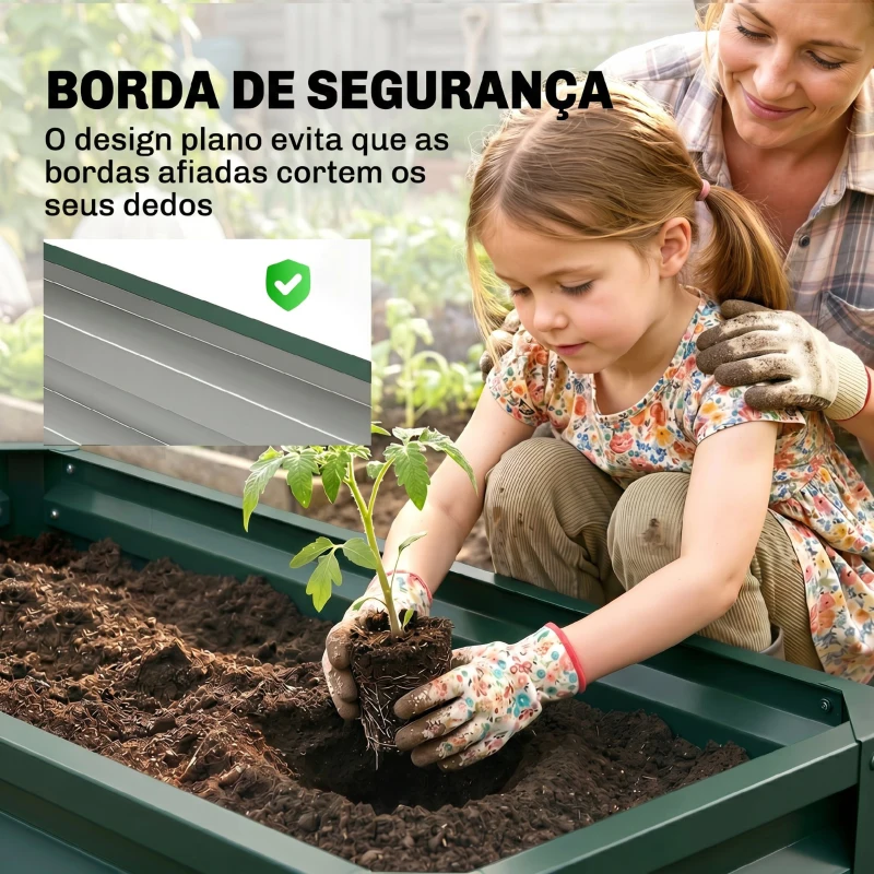 Outsunny Conjunto de 2 Floreiras Grandes para Exterior em Aço Galvanizado Hortas para Terraço Jardim 110x50x30 cm Verde