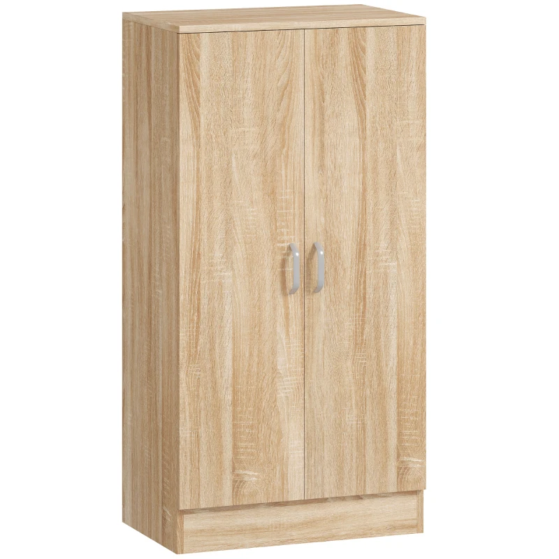 HOMCOM Armoire à chaussures à 2 portes, 6 étagères réglables, charnières à fermeture douce pour 14 paires, Bois naturel