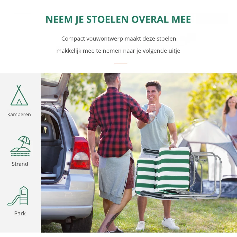 Outsunny 2 x klapstoel ligstoel ligbank relaxstoel tuinstoel ligmeubel bekleding