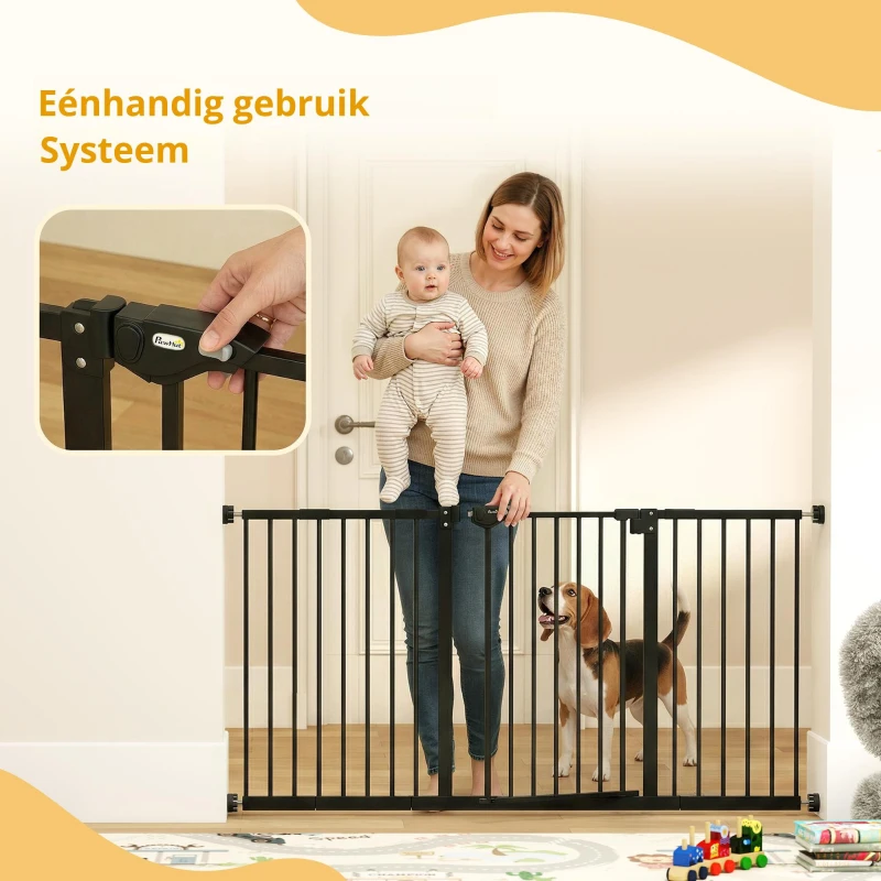 PawHut Hondenhek voor Kleine, Grote en Medium Hondendoorgang, Praktisch voor Vaste Bevestiging, voor Dierenliefhebbers, Zwart(m-5)