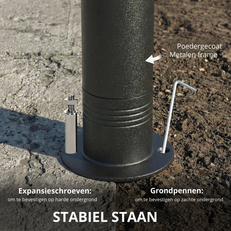 Outsunny Paviljoen 3x3 m Waterafstotend Stabiel Winterbestendig Tuinpaviljoen met Uittrekbaar Bovenframe Dubbellaags Dak Donkergrijs