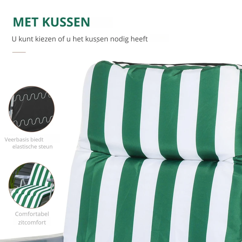 Outsunny 2 x klapstoel ligstoel ligbank relaxstoel tuinstoel ligmeubel bekleding