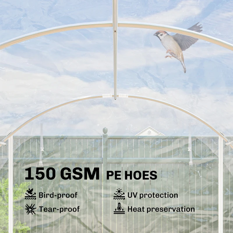 Outsunny Polytunnel-kas, begaanbare kas met verzinkt stalen frame en UV-bestendige PE-bekleding, transparant
