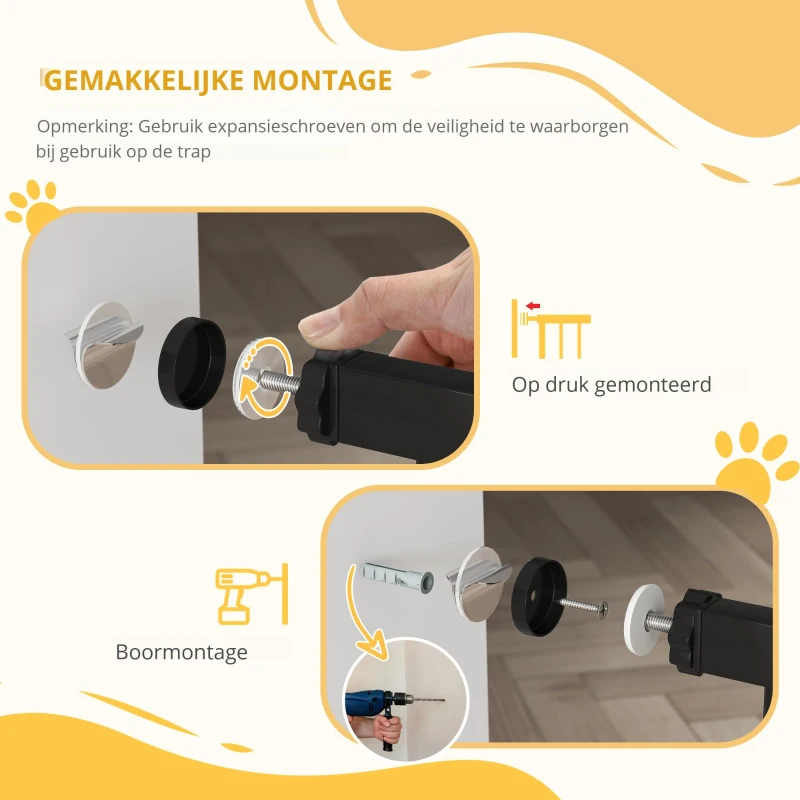 PawHut Hondenhek voor Kleine, Grote en Medium Hondendoorgang, Praktisch voor Vaste Bevestiging, voor Dierenliefhebbers, Zwart(m-8)