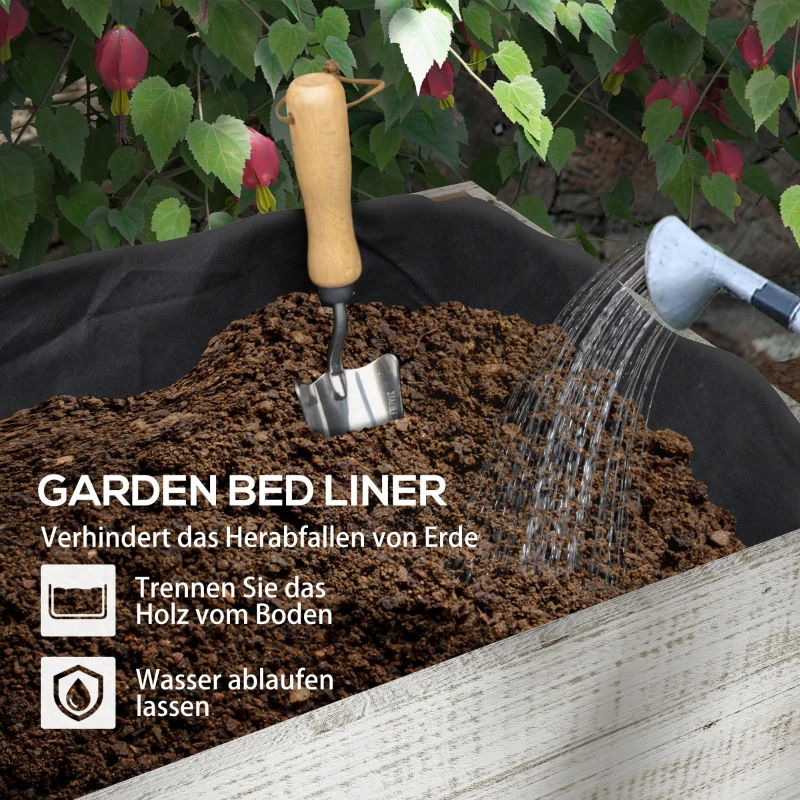 Outsunny Houten plantenbak op wielen, kastje, interieurvoering, vintage look, 110x50x95 cm, wit