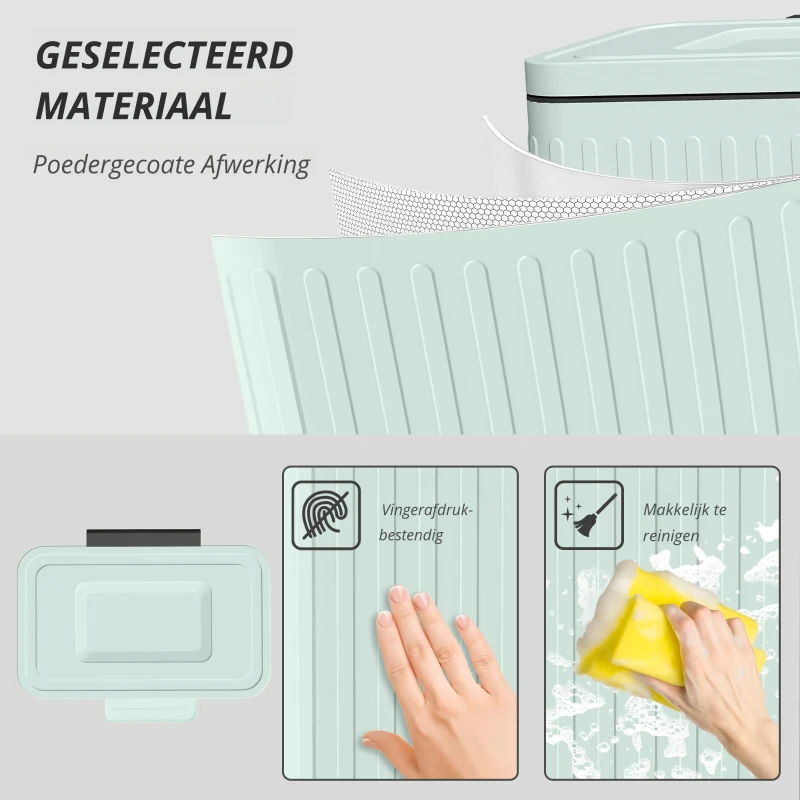 HOMCOM Keukenprullenbak, 2 x 20 L compartimenten, efficiënte afvalscheiding, voetpedaal, kunststof, metaal, groen