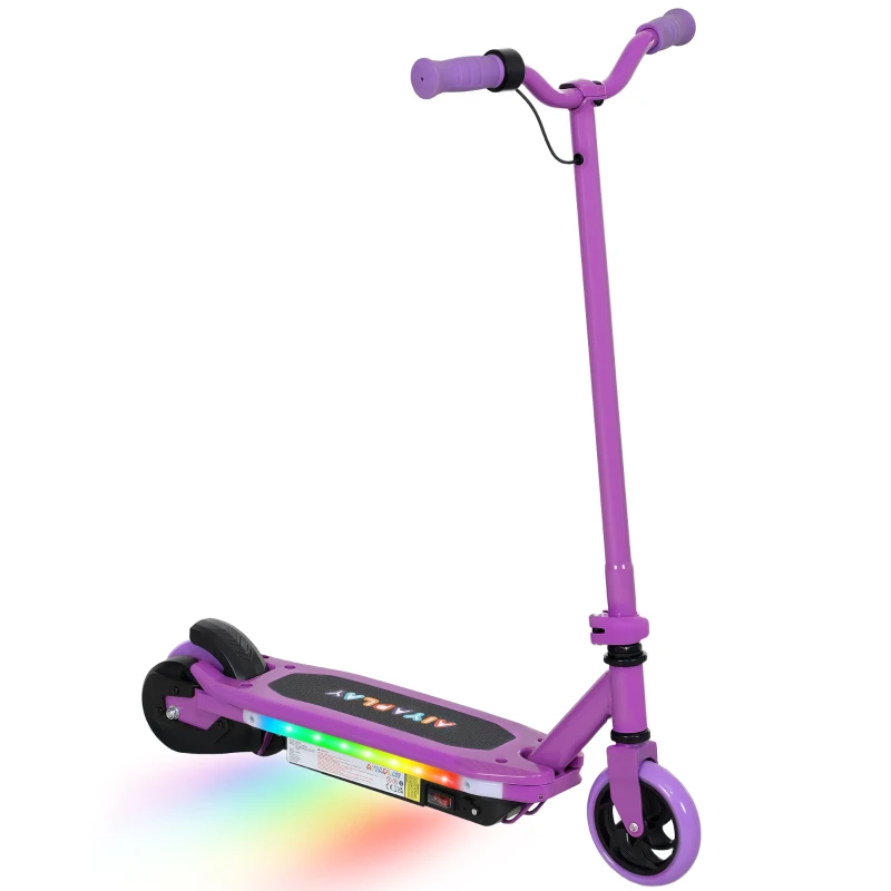 AIYAPLAY Trottinette électrique pour enfants 6-14 ans, vitesse maximale 10 km/h, lumières LED colorées, frein électrique, violet(m-11)