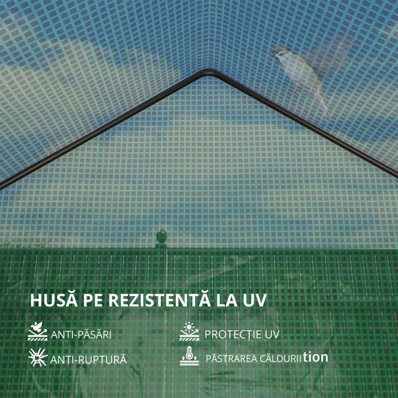 Outsunny Seră de Grădină, Ușă Rulantă, Rafturi 2 Etaje, Structură Oțel, Acoperire PE, 143x73x195 cm, Verde