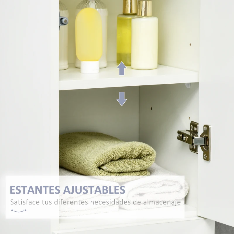 kleankin Columna de Baño con 1 Cajón y 5 Estantes Abiertos Mueble Auxiliar de Baño Estilo Moderno 30x28x170 cm Blanco