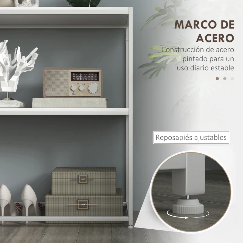 HOMCOM Mesa de Entrada con Estante Abierto y Estructura de Acero Antivuelco para Salón Pasillo 100x30x87 cm Blanco