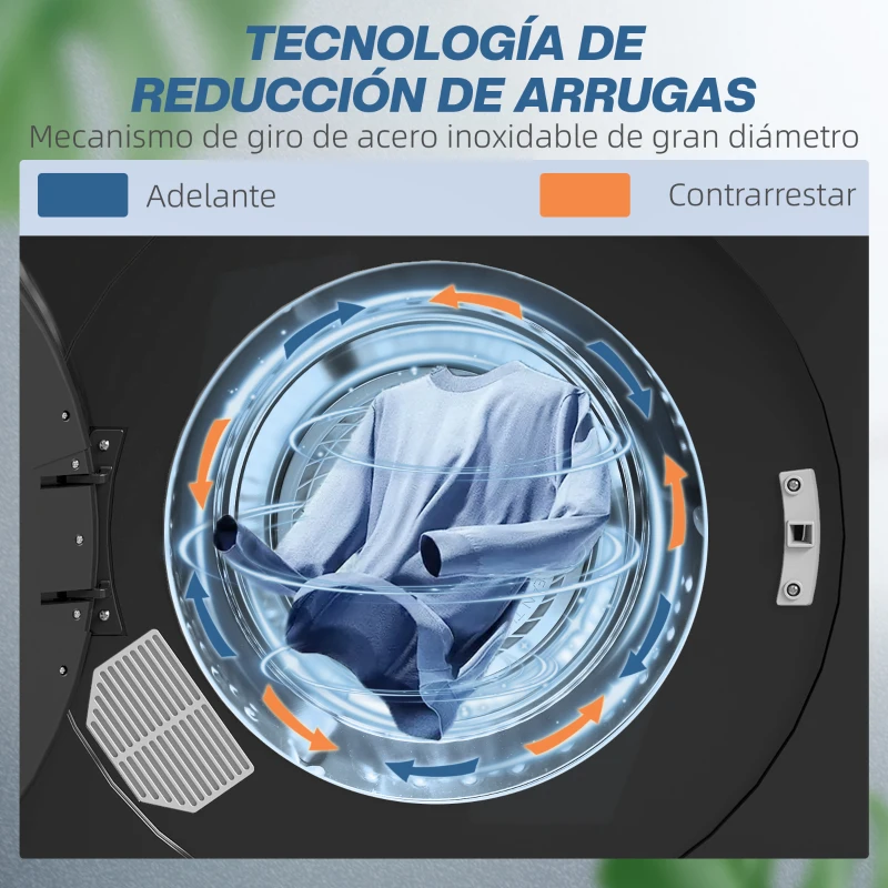 HOMCOM Secadora de Evacuación 5 KG 1000W Función Antiarrugas Función Esterilizar Temporizador Pantalla LED Táctil Negro