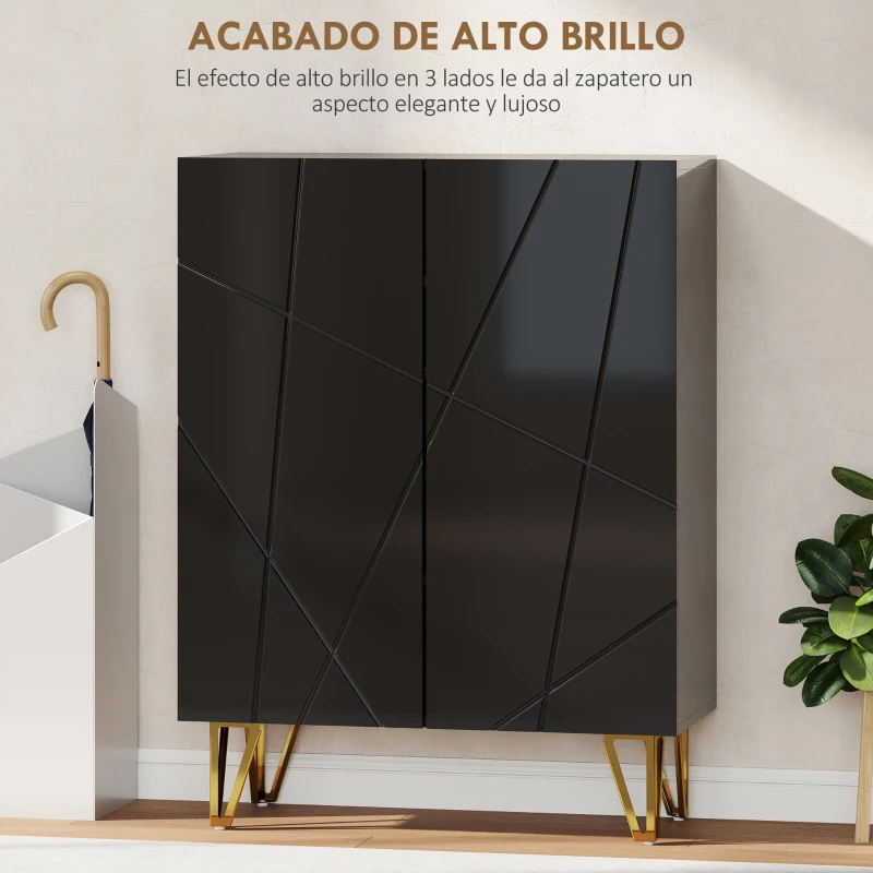 HOMCOM Zapatero de Entrada Recibidor con Estantes Ajustables Cierre Suave para 15-20 Pares de Zapatos 72x31,5x95 cm Negro