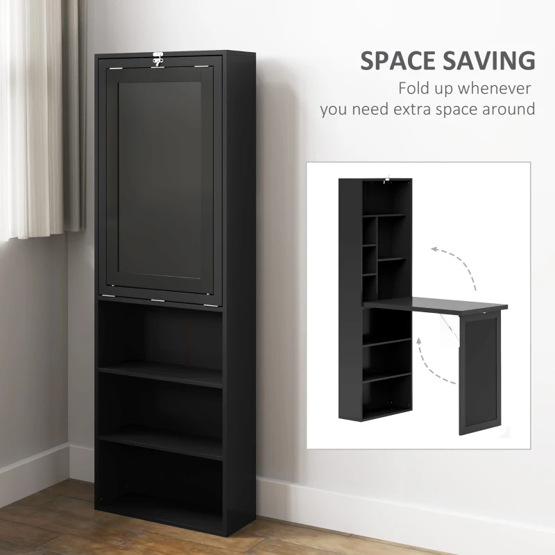 HOMCOM Three-Part Work Desk, with Storage and Chalkboard - Black