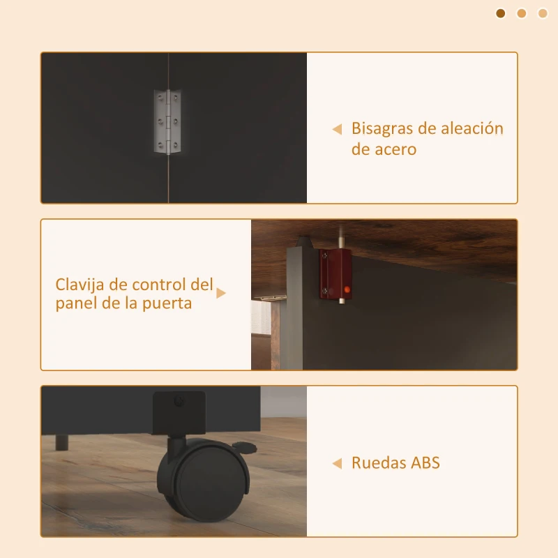 HOMCOM Mesa de Cocina Plegable con Ruedas Alas Abatibles Cajón y Estantes para 2-4 Personas 120x72x75 cm Marrón Rústico y Negro