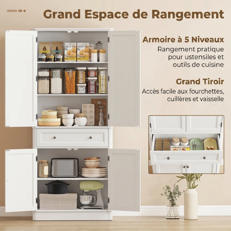 HOMCOM Buffet salon, meuble de rangement ovale avec 4 portes et 2 étagères réglables, 147x40x76cm, chêne