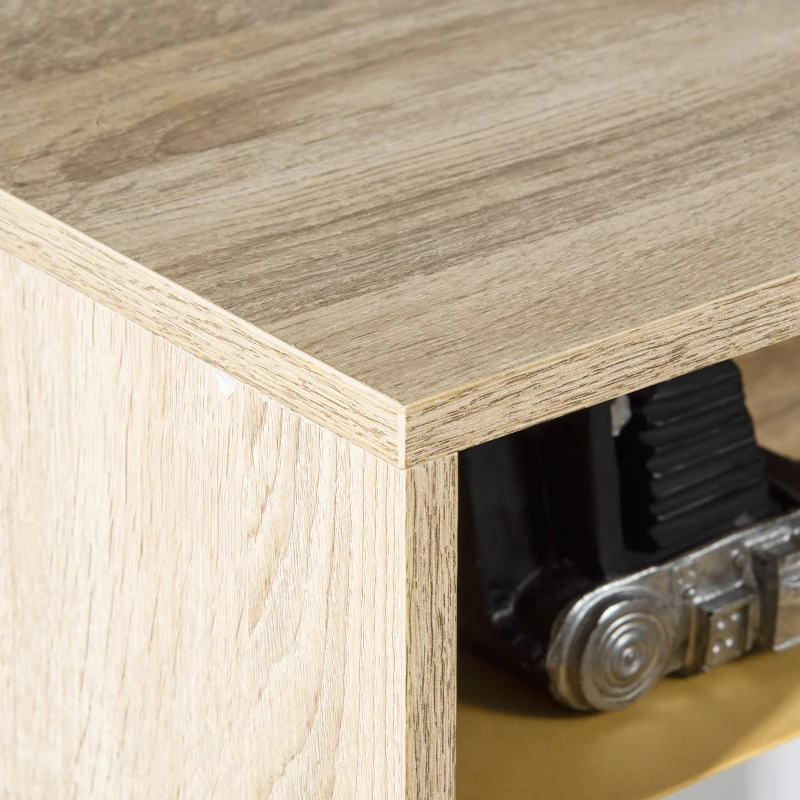 HOMCOM Mueble Zapatero para 8 Pares de Calzado con 2 Cajones Abatibles Armario y Balda 80x25,5x112,5 cm Natural y Blanco